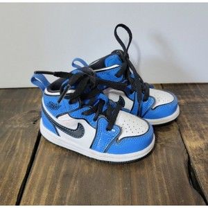Baby Toddler Jordans 1 Mid Signal Blue Size 5C Blue Black White